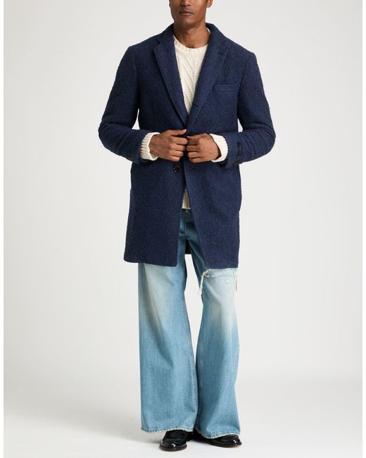 Tombolini Blue Coat Polyester, Viscose, Wool for men