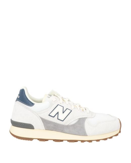 New Balance White Sneakers Leather, Textile Fibers for men