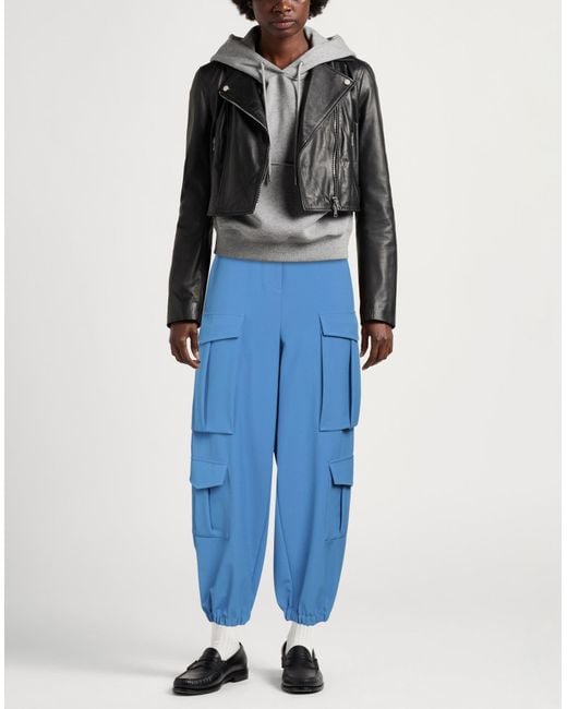 Semicouture Blue Pants Polyester, Viscose, Elastane