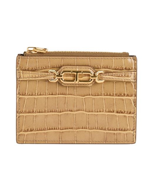Tom Ford Natural Khaki Cardholder Calfskin, Brass