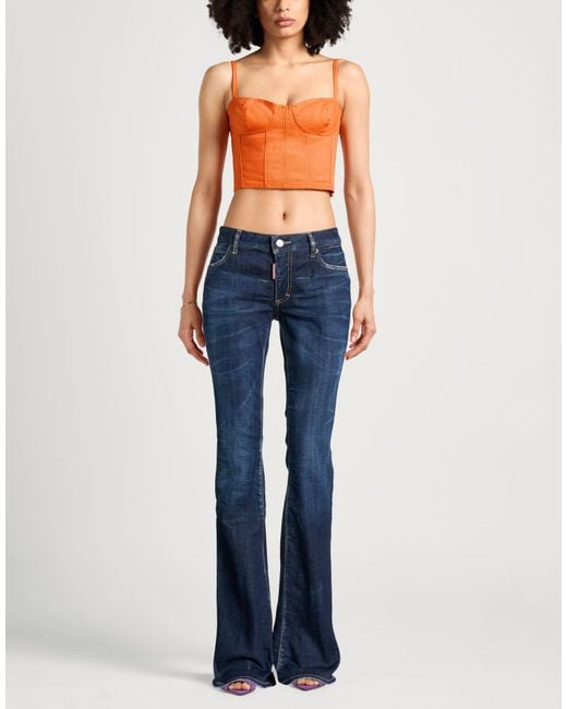 DSquared² Blue Jeans Cotton, Elastane, Calfskin