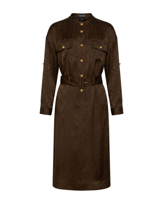 Tom Ford Brown Chocolate Midi Dress Silk