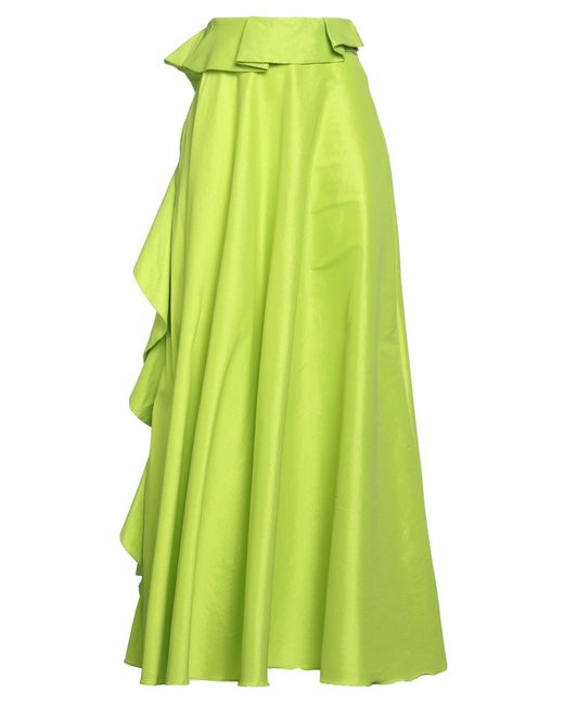 Hanita Green Lime Maxi Skirt Polyester, Nylon, Elastane
