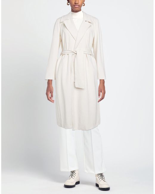 iBlues White Overcoat & Trench Coat Viscose, Polyester, Elastane