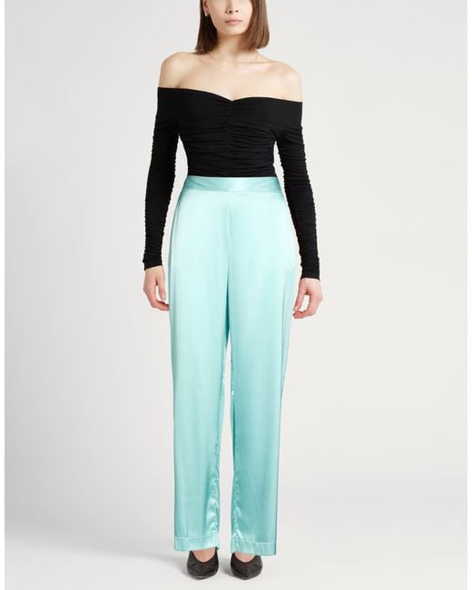 Roberto Collina Blue Pants Silk, Elastane
