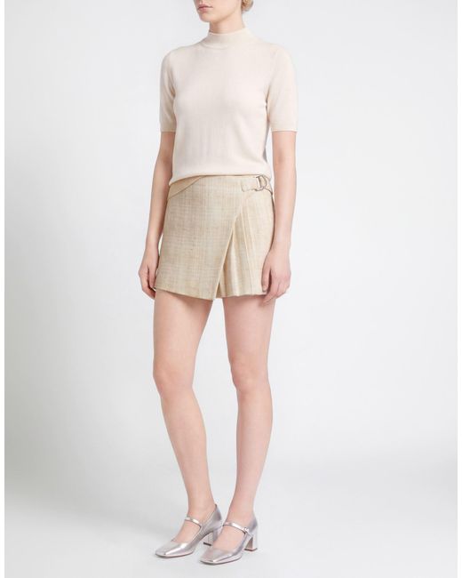 Maje Natural Ivory Shorts & Bermuda Shorts Synthetic Fibers, Cotton, Wool, Metal Fiber