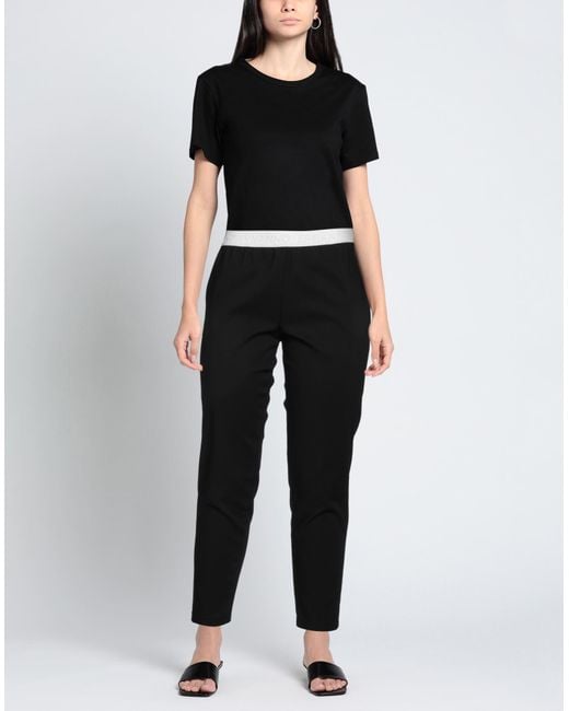 ERMANNO FIRENZE Black Pants Cotton, Polyamide, Elastane, Polyester