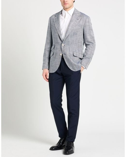 Brunello Cucinelli Gray Blazer Silk, Linen, Cotton, Polyamide for men
