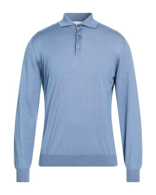 FILIPPO DE LAURENTIIS Blue Sweater Cashmere, Silk for men