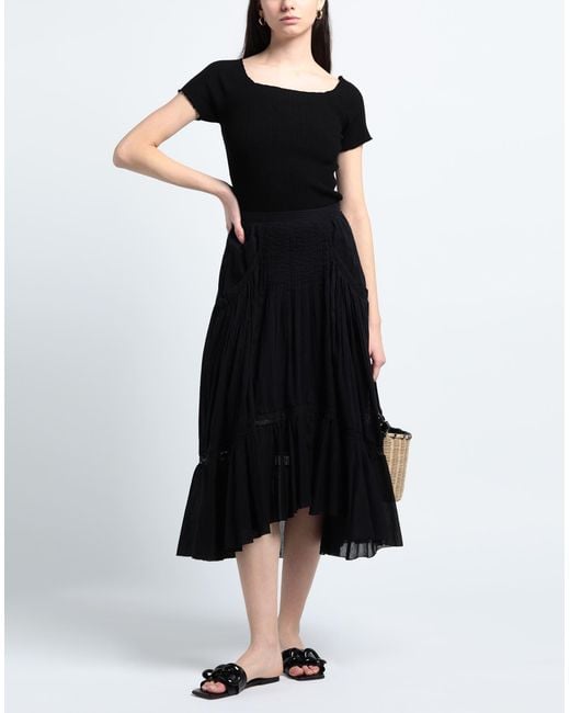 Isabel Marant Black Midi Skirt Organic Cotton