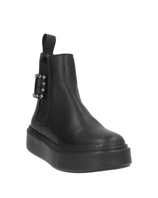 Frau Black Ankle Boots Leather, Textile Fibers
