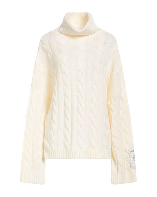 hinnominate White Ivory Turtleneck Acrylic, Polyester