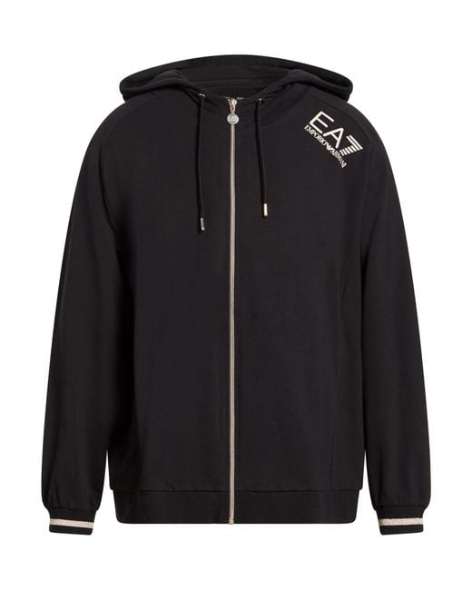 EA7 Black Sweatshirt Cotton, Elastane for men