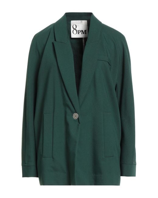8pm Green Dark Blazer Polyester, Viscose, Elastane