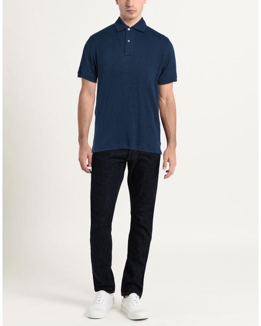 STEFAN BRANDT Blue Polo Shirt Linen, Elastane for men