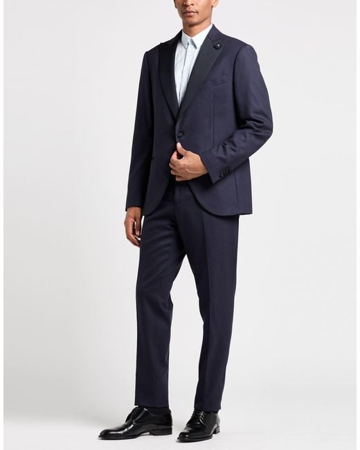 Lardini Blue Midnight Suit Wool, Elastane for men
