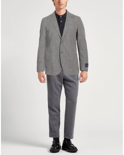 Tombolini Gray Blazer Virgin Wool, Cotton, Linen, Elastane for men