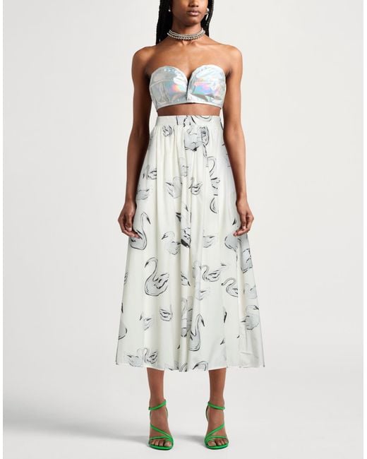 MSGM White Ivory Maxi Skirt Cotton