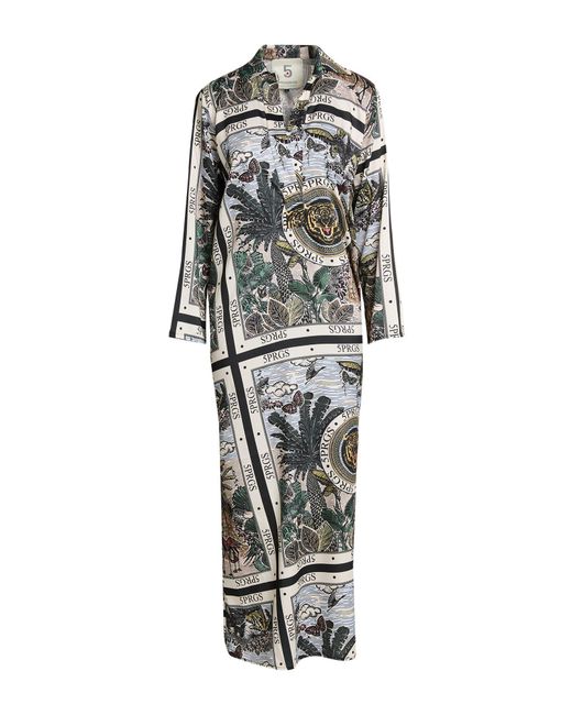 5 PROGRESS White Maxi Dress Viscose, Polyester