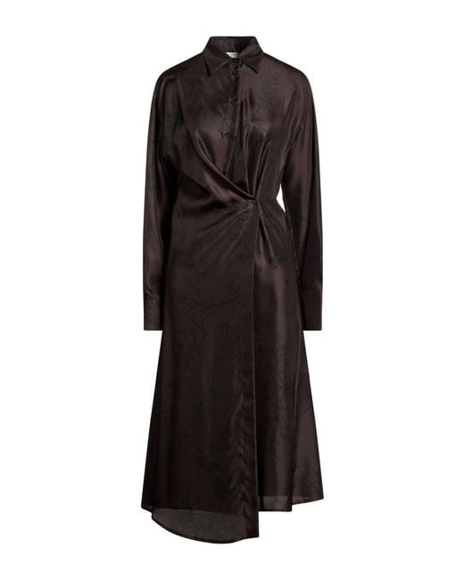 Alysi Black Crème Dark Midi Dress Silk