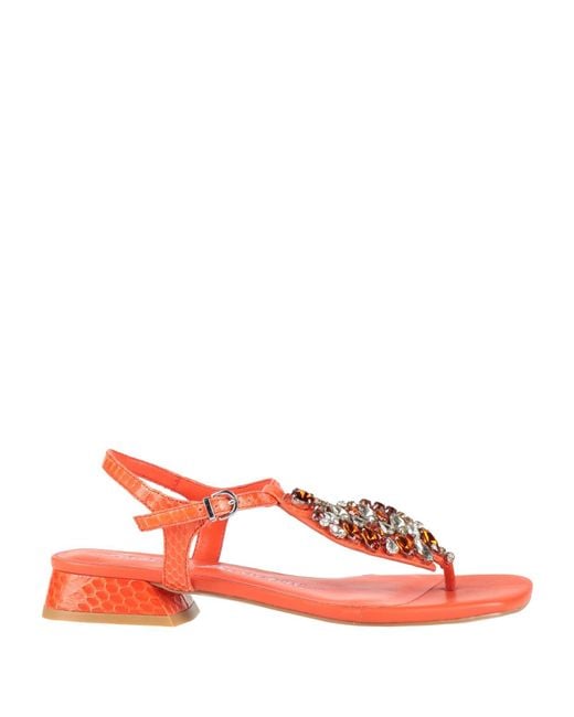 Luciano Barachini Red Thong Sandal Leather