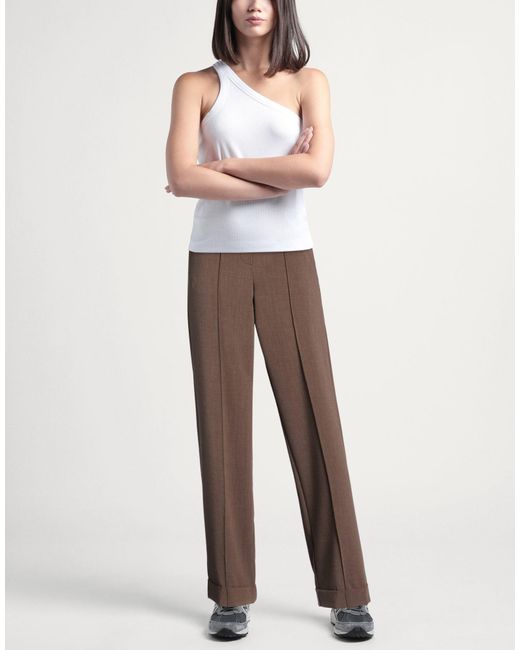 ViCOLO Brown Pants Polyester, Viscose, Elastane