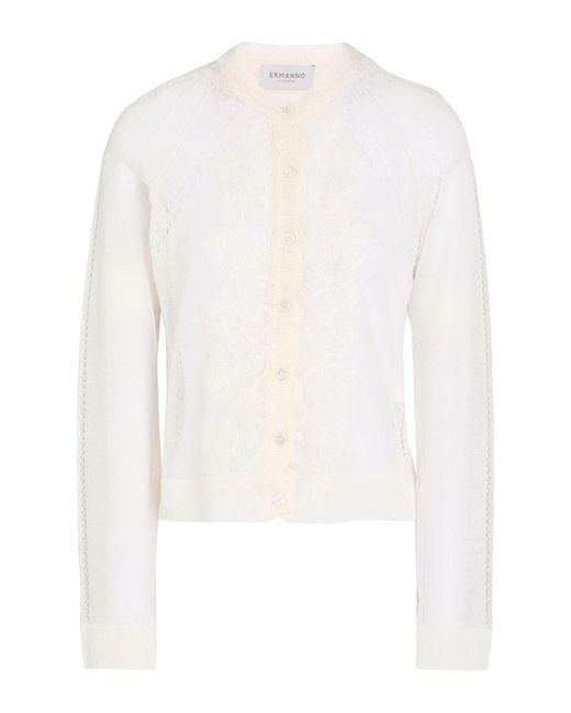 ERMANNO FIRENZE White Strickjacke