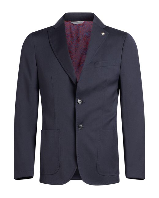 Manuel Ritz Blue Blazer Wool, Elastane for men