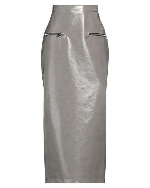 MSGM Gray Maxi Skirt Polyester, Polyurethane