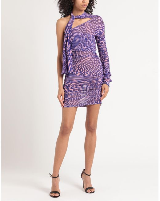 Mugler Purple Bright Mini Dress Polyamide, Elastane