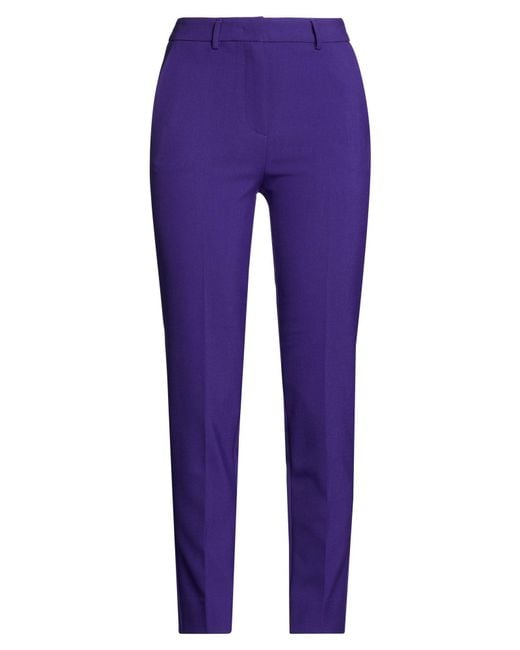 SIMONA CORSELLINI Purple Pants Polyester, Viscose, Cotton, Elastane