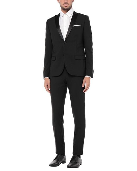 Daniele Alessandrini Black Suit Polyester, Wool, Elastane for men