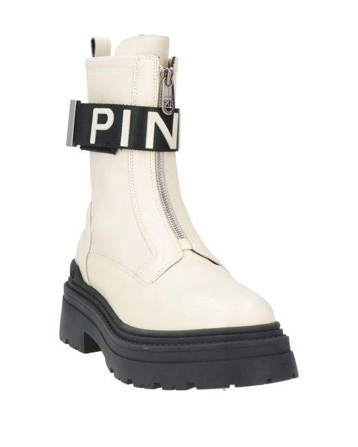 Pinko Black Cream Ankle Boots Leather