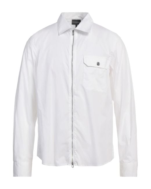 Emporio Armani White Shirt Cotton, Elastane for men