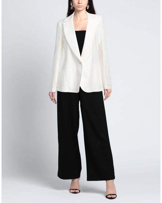 T-jacket By Tonello White Blazer Cotton, Linen, Polyester, Elastane