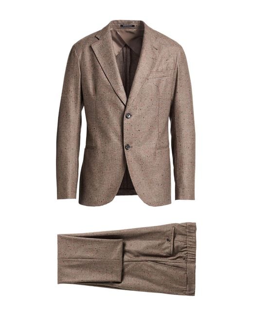 Emporio Armani Brown Khaki Suit Virgin Wool, Viscose, Polyamide for men