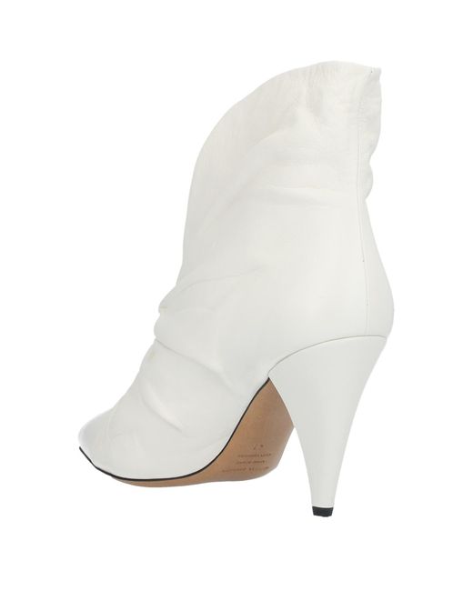 Isabel Marant White Lasteen Ruched Leather Ankle Boots