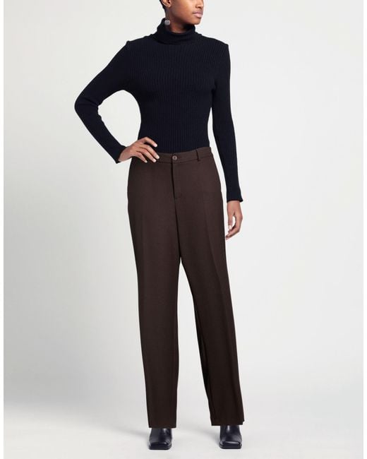 Xandres Brown Dark Pants Recycled Polyester, Viscose, Wool, Elastane