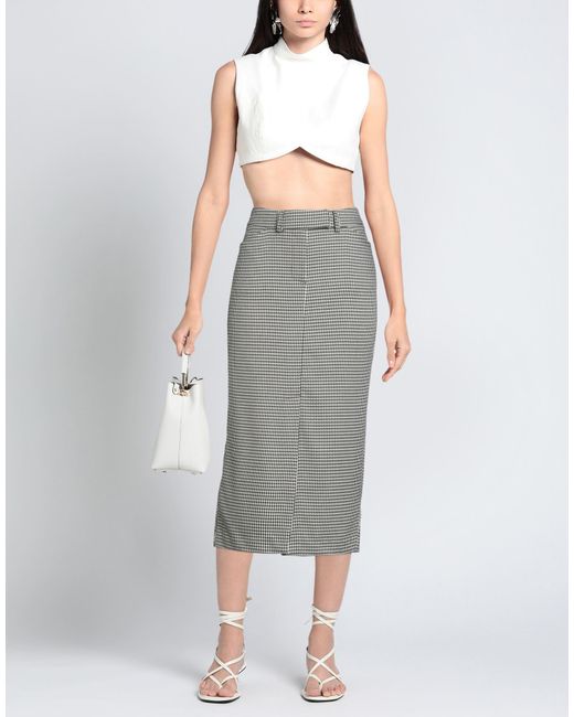 Soallure Gray Midi Skirt Polyester, Rayon, Elastane