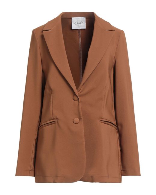 CROCHÈ Brown Camel Blazer Polyester, Elastane