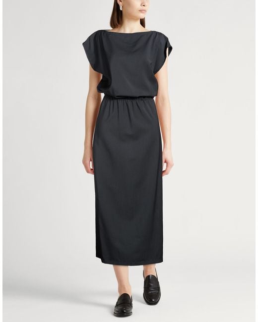 Barena Black Maxi Dress Virgin Wool
