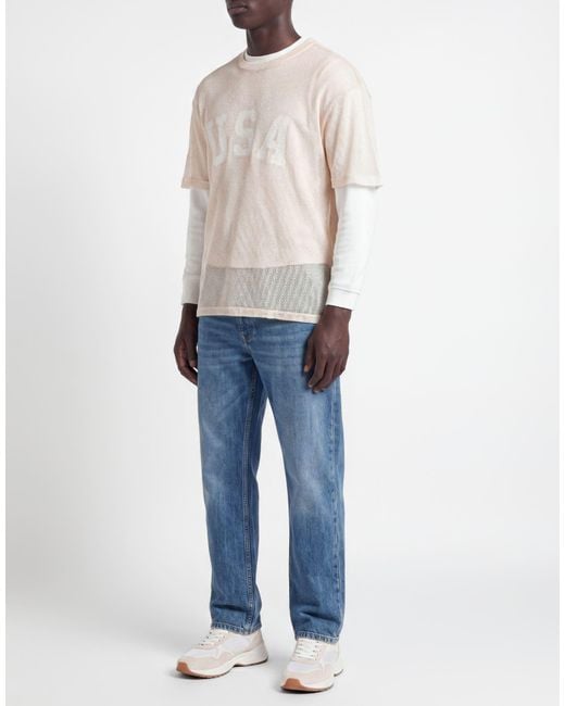 Guess White Ivory T-Shirt Cotton for men