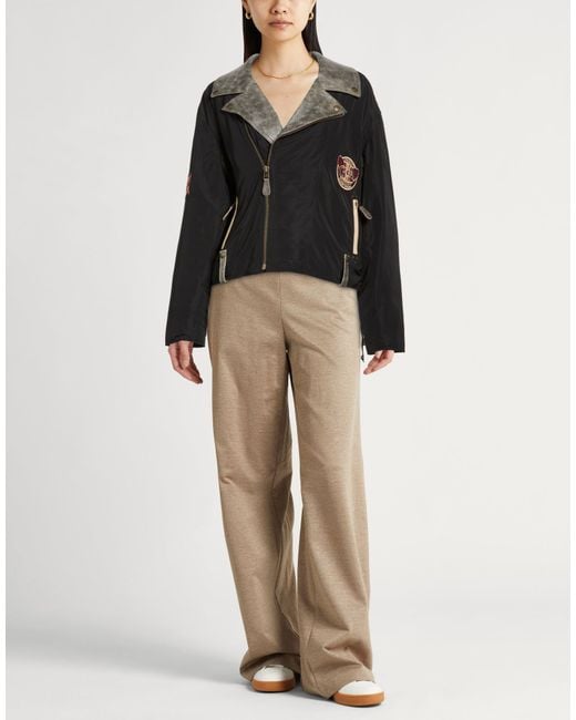 Guess Black Jacket Polyester, Cow Leather