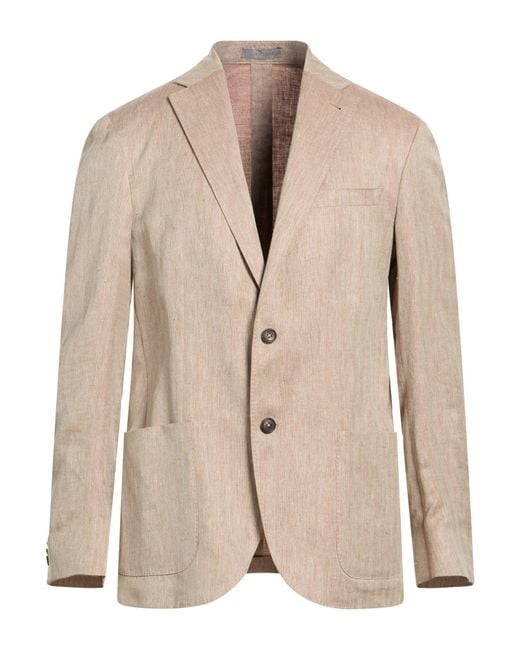 Corneliani Natural Blazer Linen, Silk for men