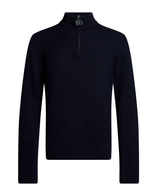 Dolce & Gabbana Blue Turtleneck Virgin Wool for men