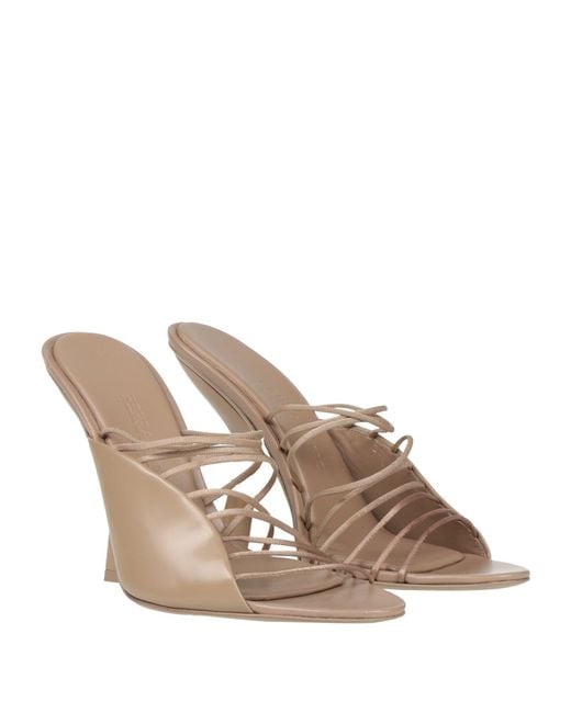 Ferragamo White Taupe Sandals Calfskin, Lambskin, Textile Fibers
