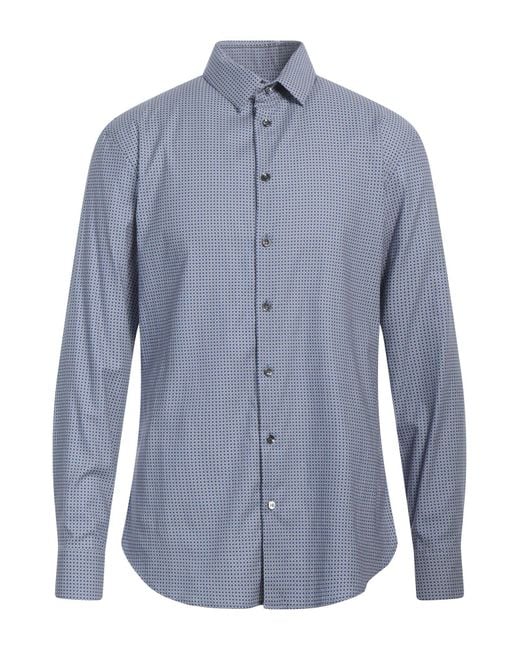 Giorgio Armani Blue Shirt Cotton, Elastane for men