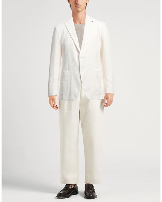 Tagliatore White Blazer Cotton, Elastane, Polyamide for men