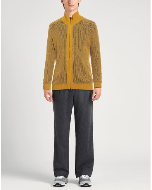 Alpha Studio Yellow Cardigan Merino Wool, Alpaca Wool, Recycled Polyacrylic, Polyamide for men