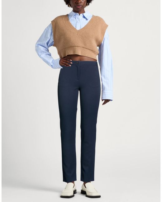 Marella Blue Pants Polyester, Elastane